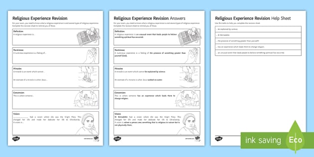 religious experience revision sheet worksheet worksheet religious