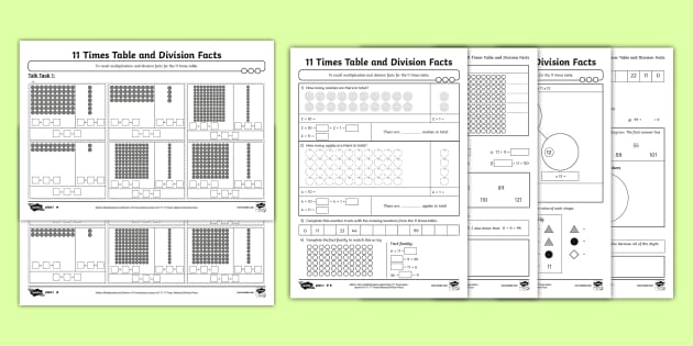 👉 11 Times Table and Division Facts Activity Sheets.