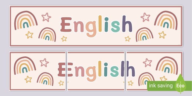 Muted Rainbow English Banner (teacher made) - Twinkl