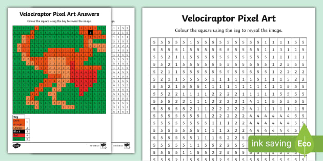 FREE! - Velociraptor Pixel Art Template | Velociraptor | Pixel Art