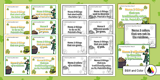 St. Patrick's Day Edition: Name 3 Game Cards For 3rd-5th