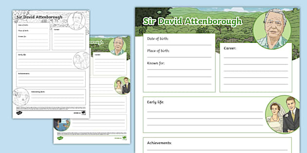 KS2 Sir David Attenborough Fact File Template (teacher made)