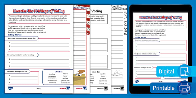 Persuasive Writing: Exercising the Privilege of Voting