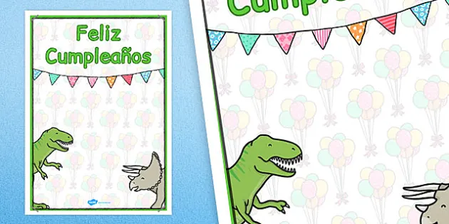 Póster ¡Feliz cumpleaños! Dinosaurios (teacher made)
