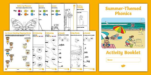 kindergarten summer themed phonics activity booklet