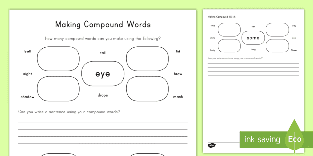 how many compound words can you make worksheet worksheets