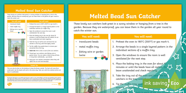 Melted Bead Sun Catcher (teacher made) - Twinkl