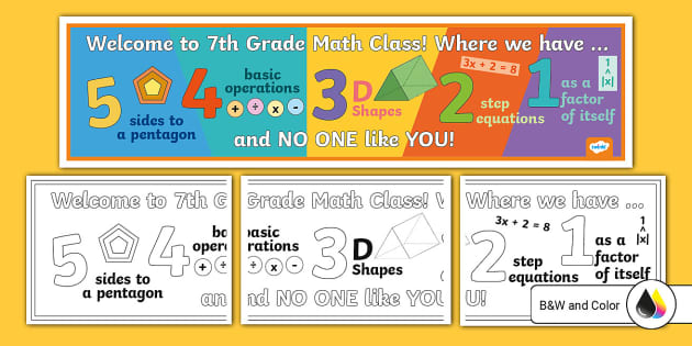 Welcome to 7th Grade Math Class Banner - Twinkl