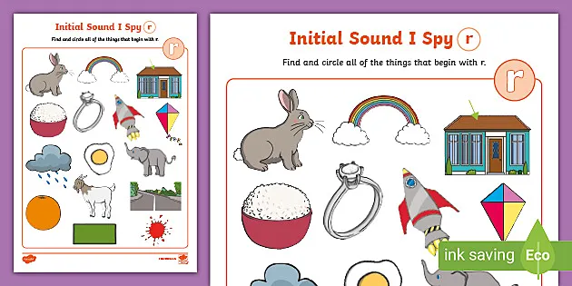 initial sounds i spy activity letter r teacher made
