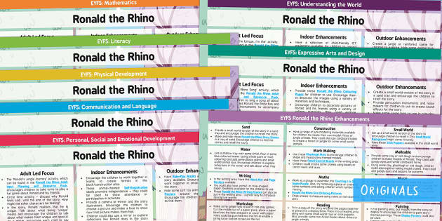 EYFS Ronald the Rhino Lesson Plan and Enhancement Ideas