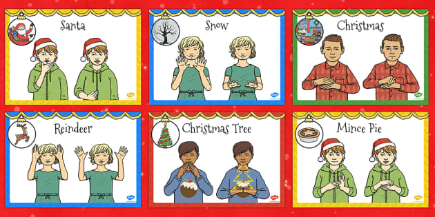 A4 British Sign Language Christmas Sign Display Poster Pack