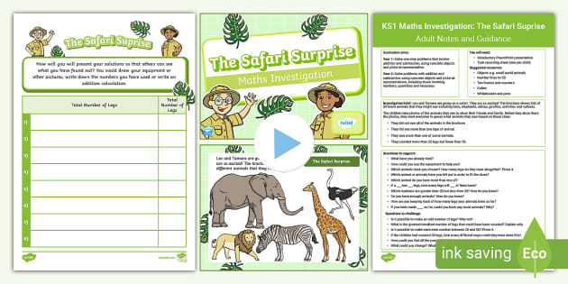 👉 KS1 Maths Investigation: The Safari Surprise Teaching Pack