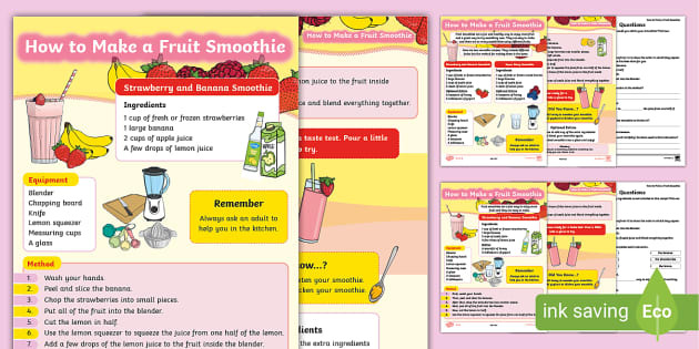 KS1 Fruit Smoothie Recipe Differentiated Comprehension