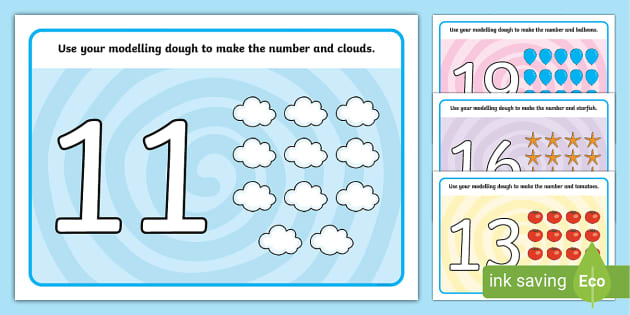 Number Modelling Dough Mats 11 20 Teacher Made Twinkl