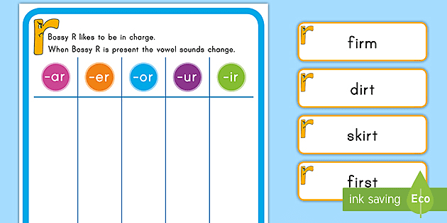 Bossy R Anchor Chart And Word Cards