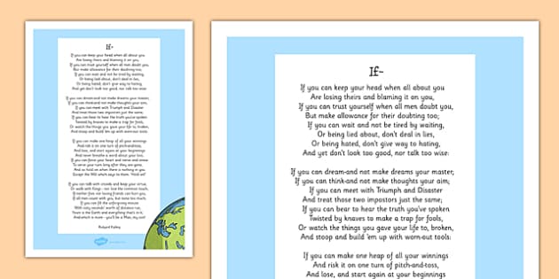 If by Rudyard Kipling Poem Print Out poem print out poetry