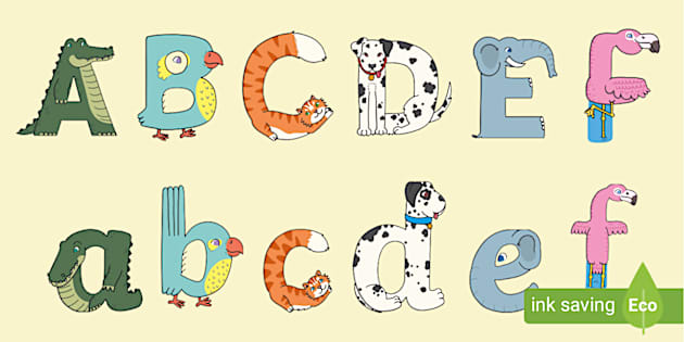 Animal Letters For Nursery Alphabet Display