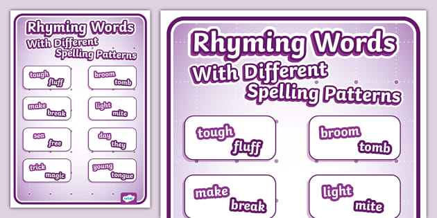 Rhyming Words With Different Spellings Display Poster