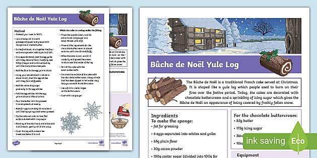 Bûche de Noël Yule Log Recipe (teacher made) - Twinkl