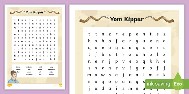 Yom Kippur Word Search Jewish Festival Primary Resource