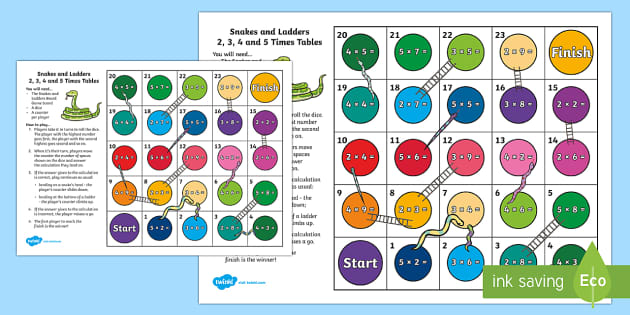 off print table multiplication 4 and And Snakes  Times 3, Board 2, 5 Game Tables  Ladders