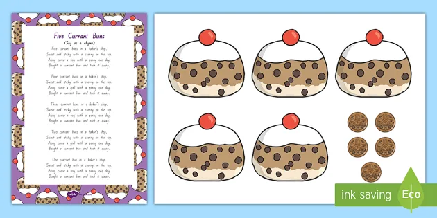 5 currant buns coloring pages for kids