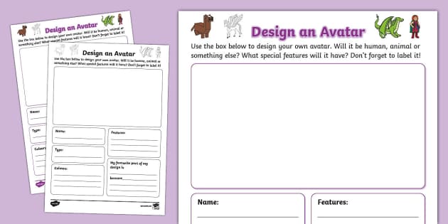 KS1 Design an Avatar Worksheet (teacher made) - Twinkl