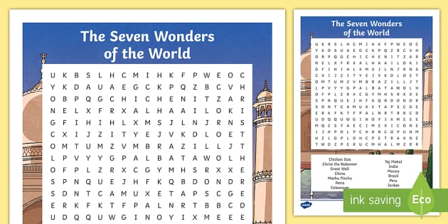 The Seven Wonders of the World Word Search Twinkl
