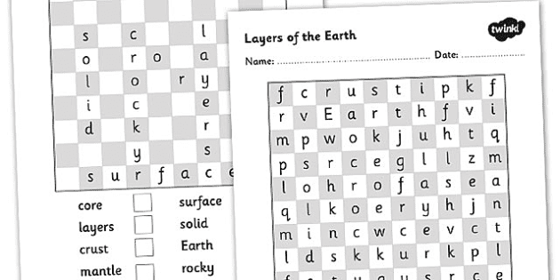 Layers Of The Earth Word Search Teacher Made