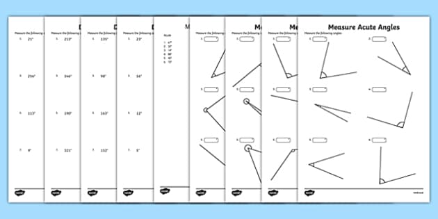 protractor worksheet blank Pack Maths Worksheet   Mastery Angles Measure and Draw