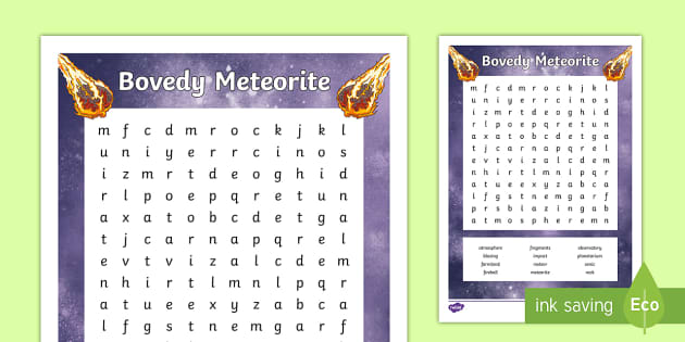 Bovedy Meteorite Word Search (teacher made) Twinkl