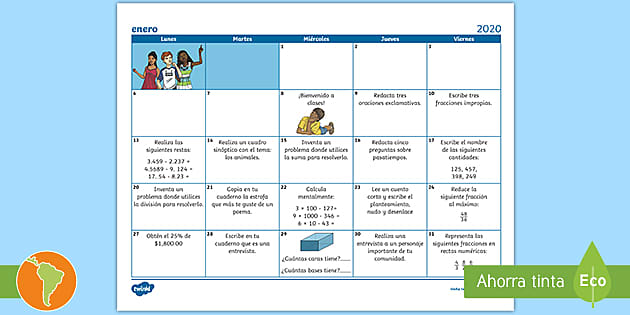 Estable Sur oeste Obediente Ficha de actividad: Calendario de tareas de enero- Guía de trabajo