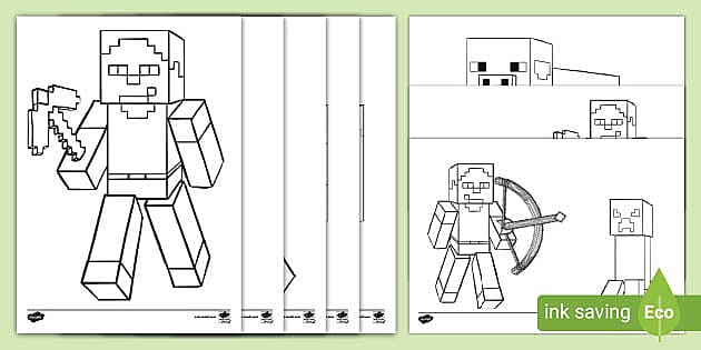 Block Monster Paper Craft - minecraft colouring - Twinkl