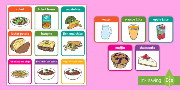 KS1 Lunchtime Meal Choice Flashcards (Hecho por educadores)