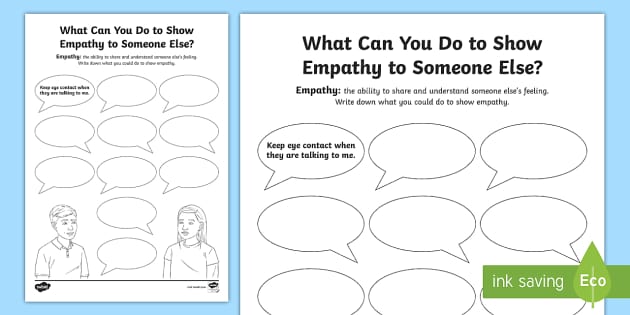 What Can You Do to Show Empathy? - Empathy Worksheets