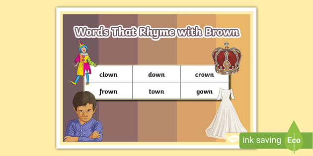 Words That Rhyme with Brown Word Mat (teacher made) - Twinkl