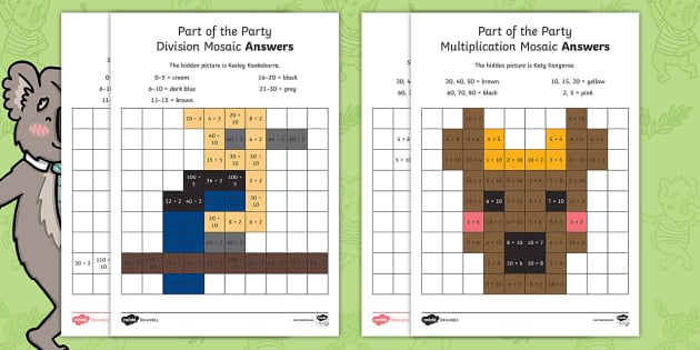 KS1 Part of the Party 2, 5 and 10 Multiplication and Division Maths Mosaic