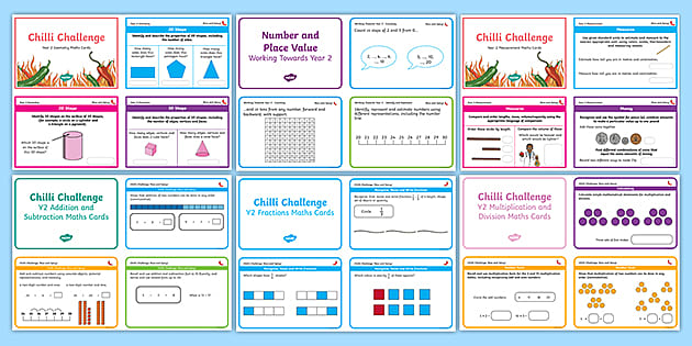 Chilli Challenge Year 2 Maths Cards Pack (teacher Made)