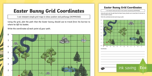 year 3 easter bunny grid coordinates worksheet activity sheet