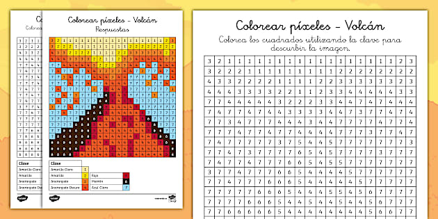 Ficha de actividad: Colorear píxeles - Volcán