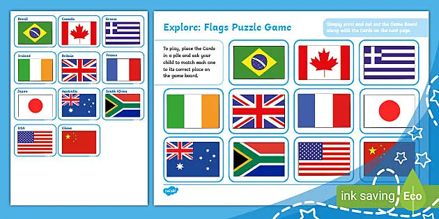 Flags of the World Bingo: Printable Game for Kids  Printable games for  kids, Teaching geography, Educational games for kids