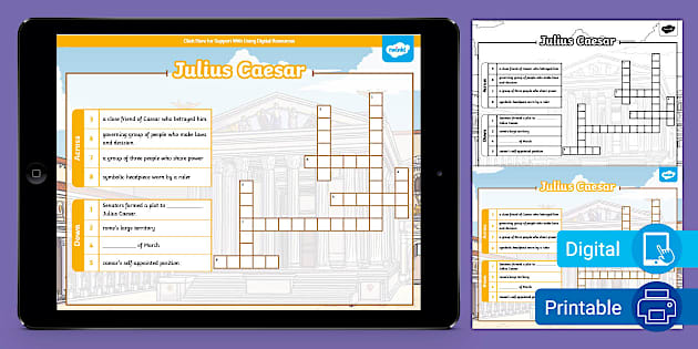 Julius Caesar Crossword for 6th 8th Grade (teacher made)