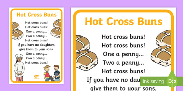 Hot Cross Buns Nursery Rhyme Poster.