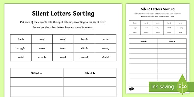 Silent Letters W And B Worksheet / Worksheet - Silent Letters W And B