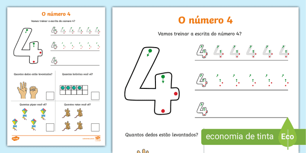 1º Ano: Atividades de matemática, fichas 1 a 4 - Atividades Educativas