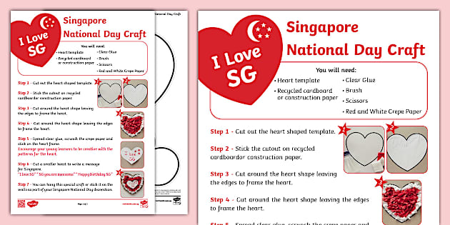 Singapore National Day , I love SG, Red and White, Arts and Craft