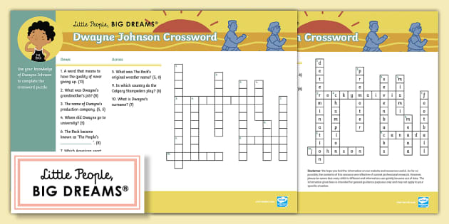 FREE Little People Big Dreams Dwayne Johnson Crossword