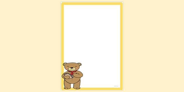 FREE Teddy Bear Writing On Notepad Page Border Page Borders Twinkl