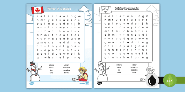 Winter in Canada Word Search (teacher made) - Twinkl