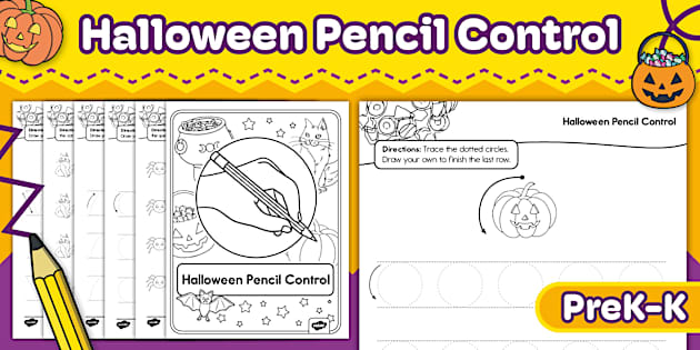 Halloween Pencil Control Activity Booklet for PreK-K